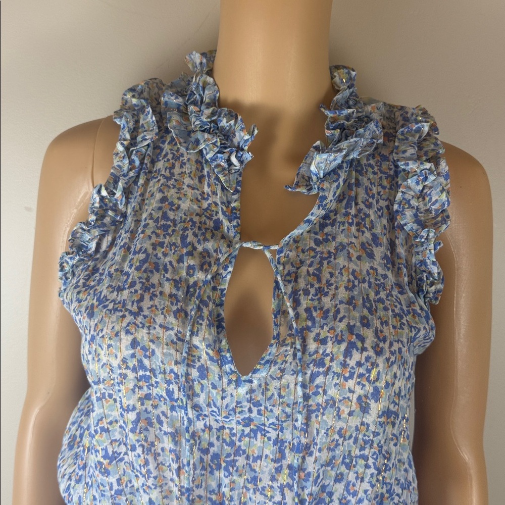 Poupette St. Barth Blue and White Floral Mini Dress - Picture 3 of 6